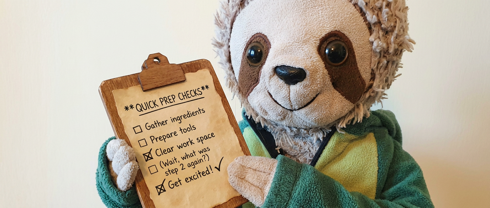 Corn holding a prep checklist