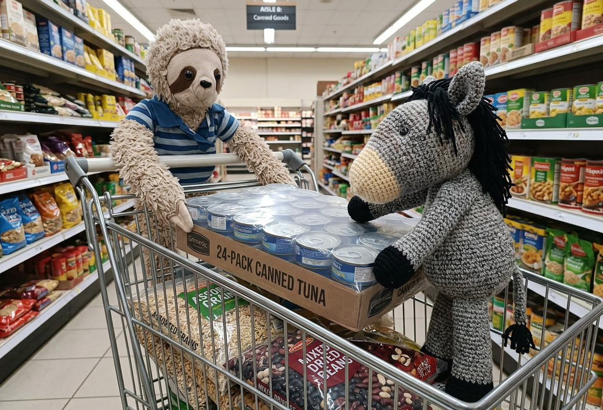 Corn and Herman grocery shopping