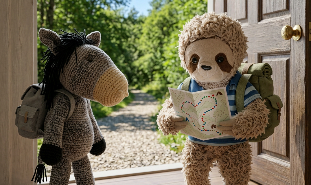 Corn and Herman at the door heading out